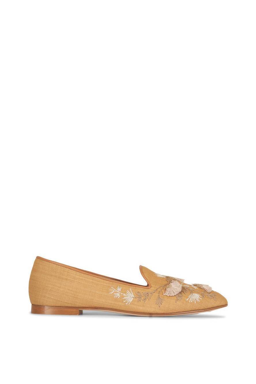 NEW ARTEANA women's smoking slipper in flora raffia